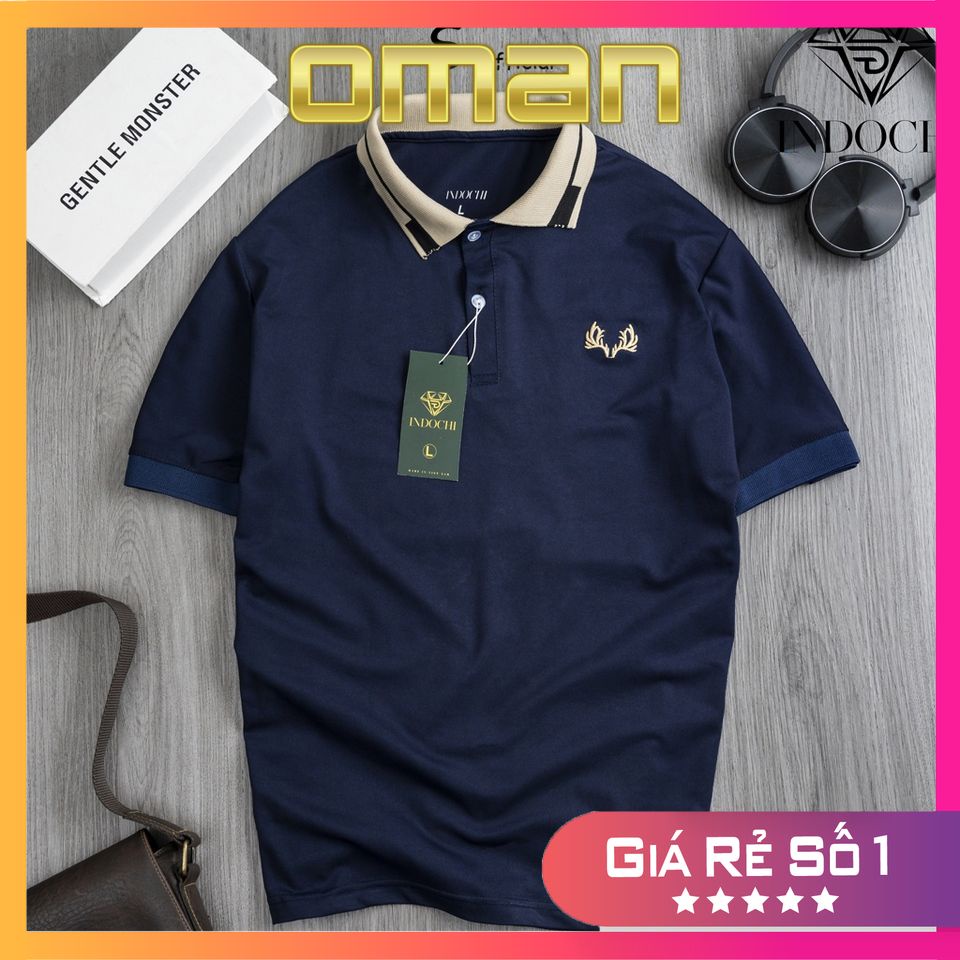 Áo polo cotton cá sấu thêu sừng hươu cao cấp, Áo polo co dãn 4 chiều thoáng mát AT11 - OMAN