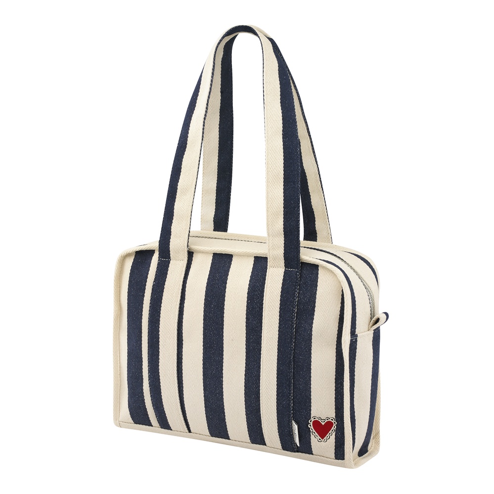 Túi đeo vai/Woven Stripe Tall Zipped Tote - Hand Drawn Candy Stripe