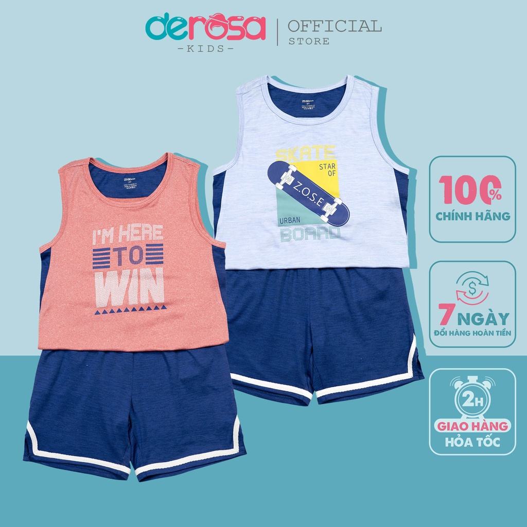 Bộ quần áo ba lỗ mùa hè cho bé trai DEROSA KIDS từ 2 đến 6 tuổi ASKDZ467B