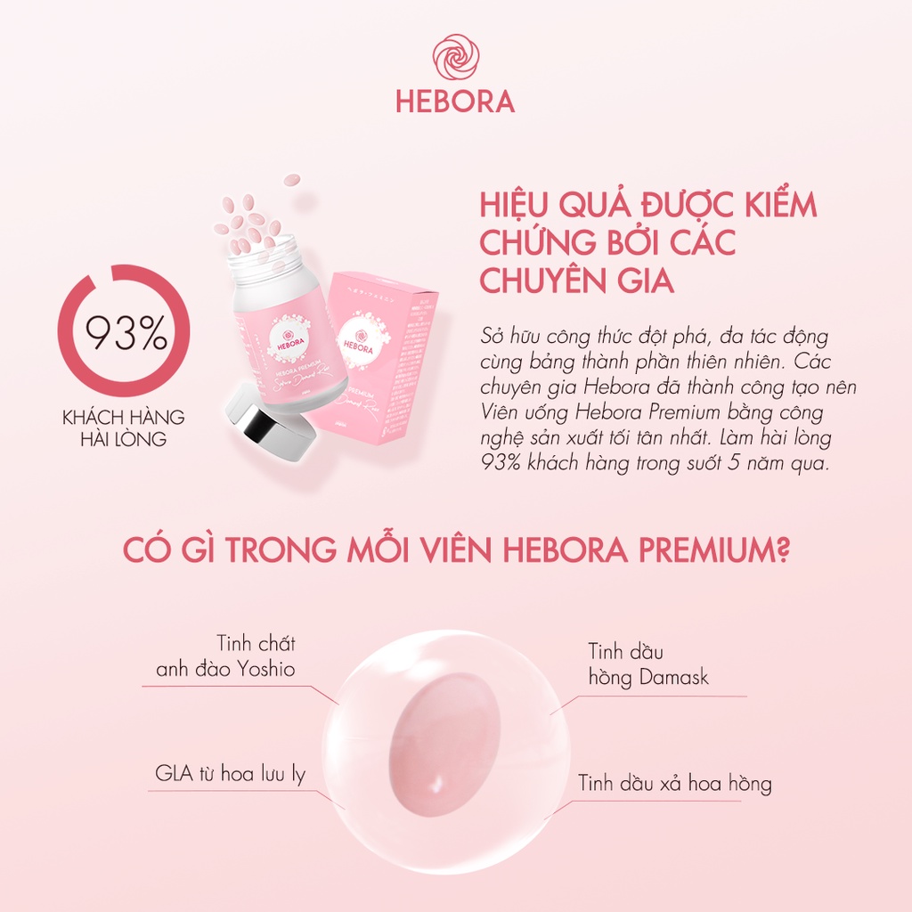 [Hebora Chính Hãng] Viên uống tỏa hương Hebora Premium Sakura Damask Rose (Hộp 60 viên)