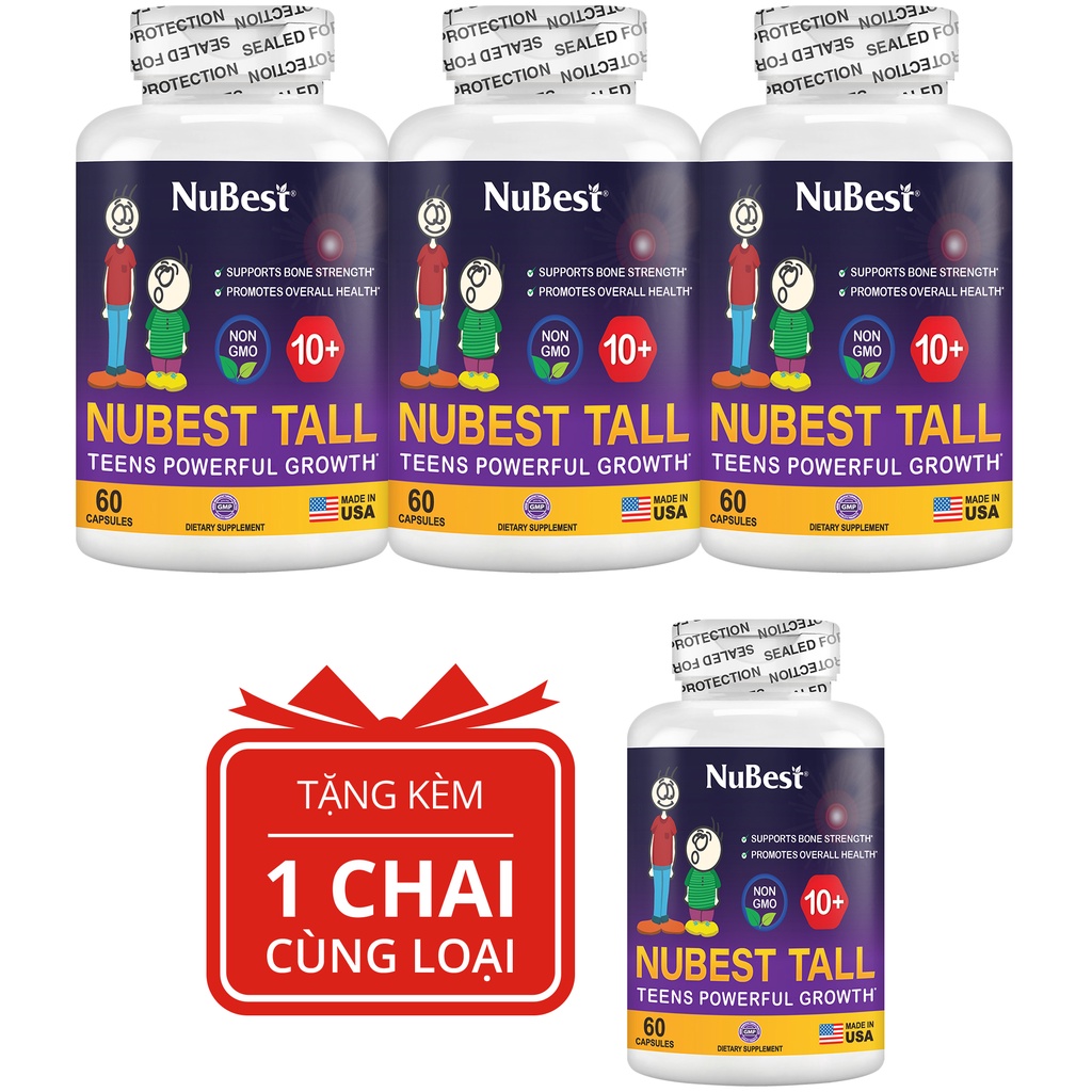 [Combo 3 Tặng 1 Cho Độ Tuổi 10-20] TPBVSK hỗ trợ Tăng Chiều Cao NuBest Tall 10+