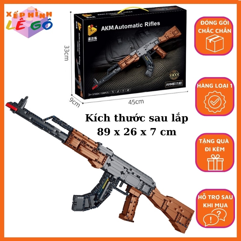 Đồ chơi lắp ráp mô hình súng AK47 PUBG siêu to dài AKM Automatic Rifles XHLG shop 670004
