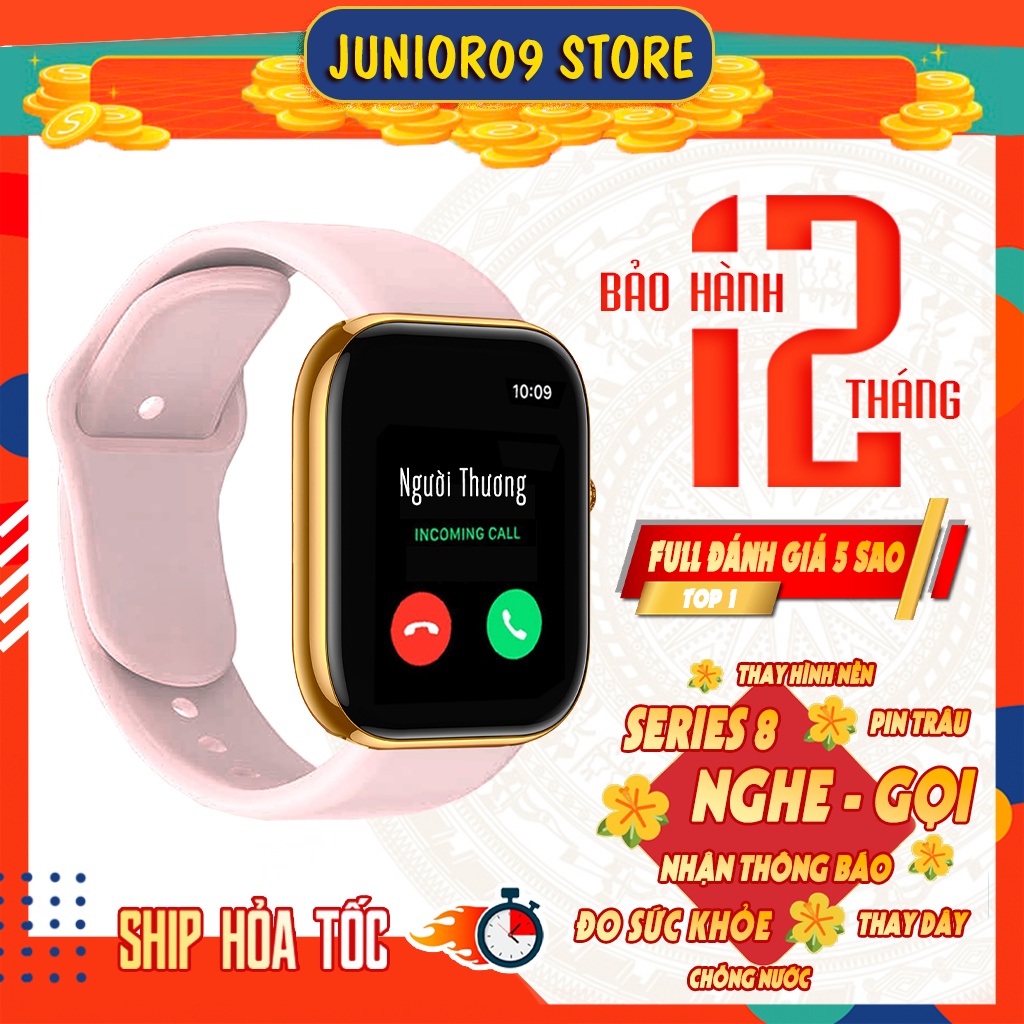 Đồng hồ thông minh JUNIOR09 WATCH 8, Smartwatch Nghe gọi, Theo dõi Sức khỏe, chống nước, nhận thông báo dùng cho Nam nữ