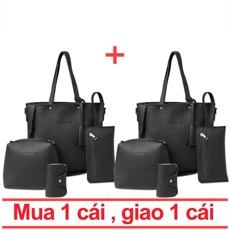 【Mua 1 cái , giao 1 cái 】COD 4 cái / bộ Túi Composit Thời trang Dung tích lớn Túi xách Túi đeo vai Ví