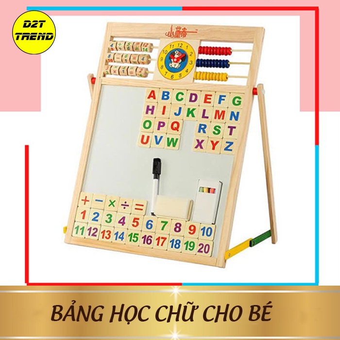 Bảng Học Chữ Cho Bé, Bảng Học Cho Bé 2 Mặt Có Bộ Số Và Chữ Cái Gỗ Gắn Nam Châm, Bảng Hai Mặt ZoomStore