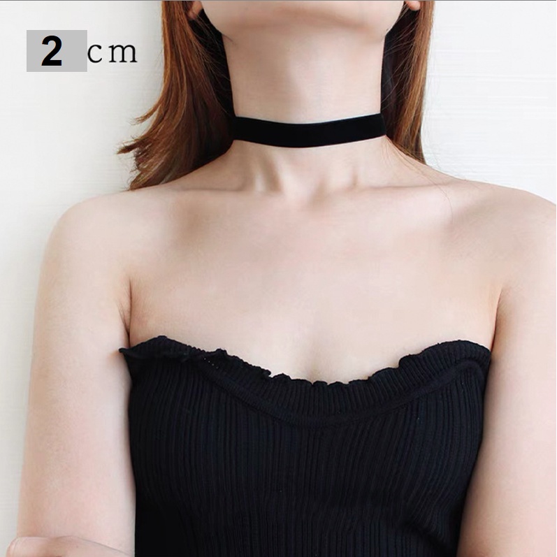 Dây chuyền nữ vòng cổ choker vải nhung mềm màu đen nhiều size phong cách Hàn Quốc cao cấp