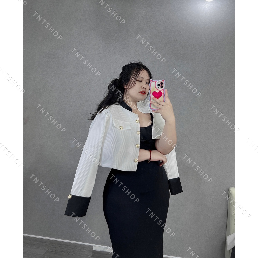 ÁO KHOÁC XỐP VIỀN PHỐI NÚT  [TNT SHOP BIGSIZE 60KG 90KG] | BigBuy360 - bigbuy360.vn