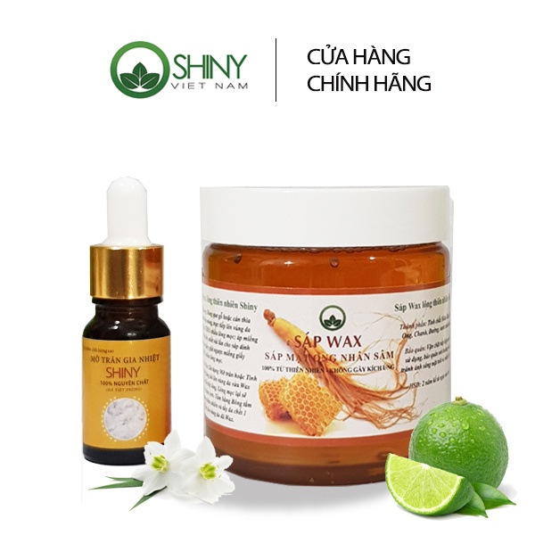 Combo Wax lông nhân sâm Shiny truyền thống và mỡ trăn nguyên chất 10ml - Quà tặng kèm giáy và que wax
