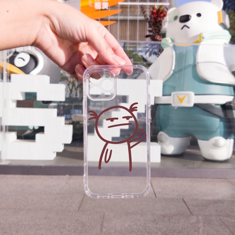 Ốp lưng iphone 6/ 7/ 8 Plus/ SE2/ X/ XR/ XSMAX/ 11/ 12/ 13 PRO/ 13 PROMAX trong suốt  in hình người que dơ tay 2342