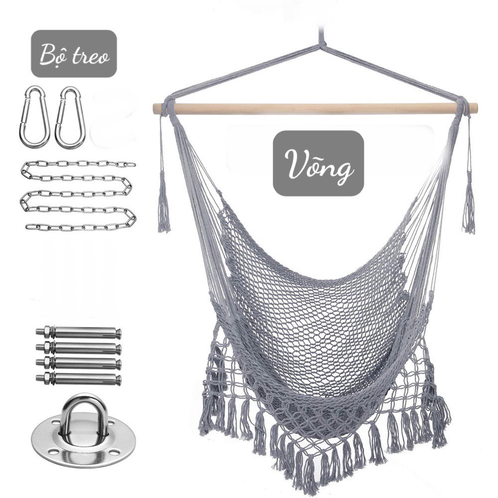 Võng lười Decor không gian + pát treo xích đu