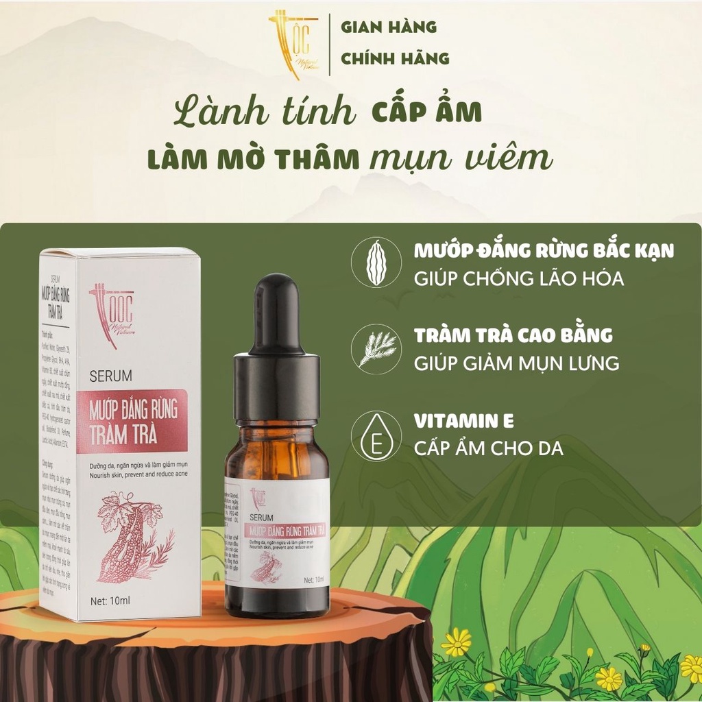 Combo Sữa tắm 300ml & Serum 10ml Mướp đắng rừng & Tràm trà Cao Bằng TỘC Natural sạch khuẩn, giảm mụn và viêm nang lông