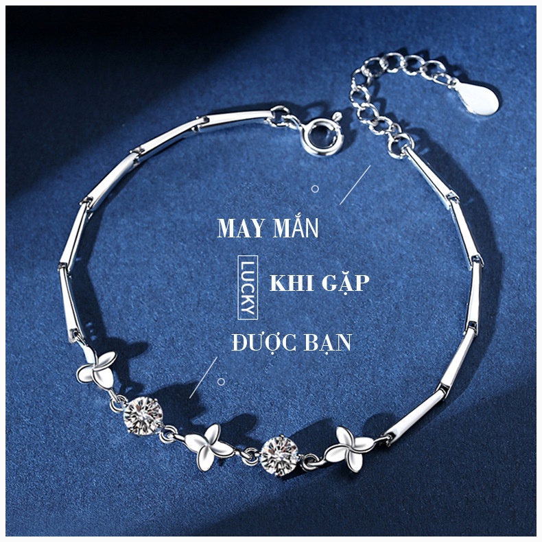 Lắc Tay Bạc Nữ - Cỏ Bốn Lá   - Vòng Tay Bạc Sterling M.Lady Jewelry