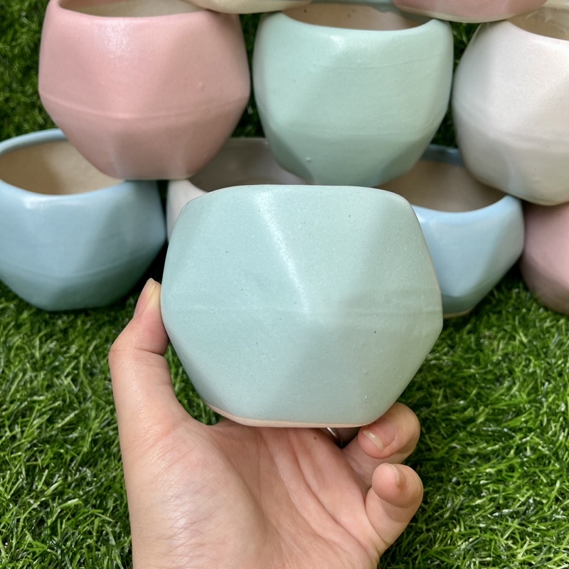 Chậu sứ bát tràng hình quả trám - Nhiều màu - Solar Garden