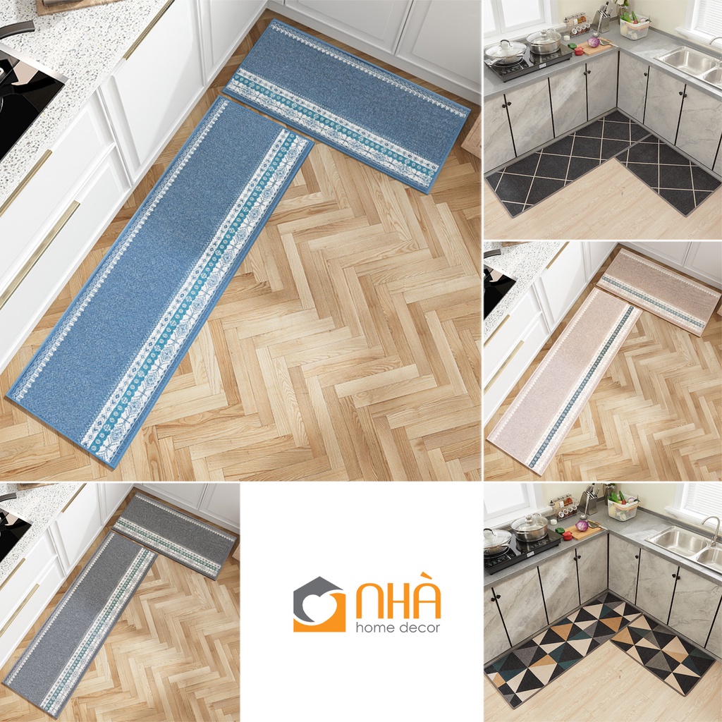 Thảm Bếp Dệt Sợi Dày Thấm Hút Tốt Chống Trượt Phong Cách Châu Âu Cao Cấp Nhiều Size