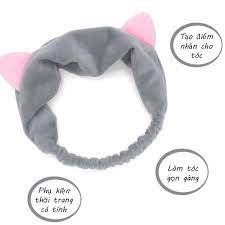 Băng đô tai mèo tiện lợi cho nữ khi rửa mặt bằng vải nhung mềm mượt