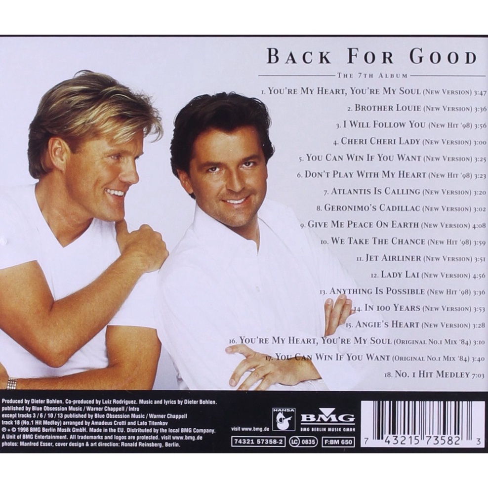 ĐĨA CD 124.MODERN TALKING 1998 ( BACK FOR GOOD) chất lượng cao