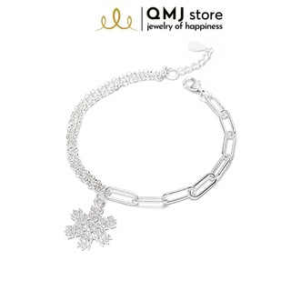 Lắc tay bạc QMJ Uyên ương mix charm hoa tuyết băng giá - Q221