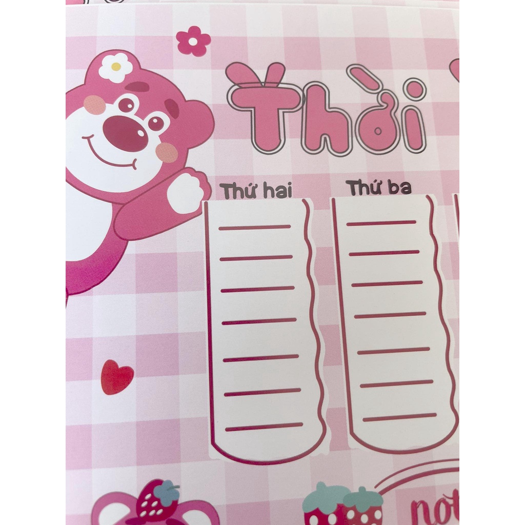 Thời khóa biểu hình Gấu Lotso siêu xinh - Ry Store Takenotes