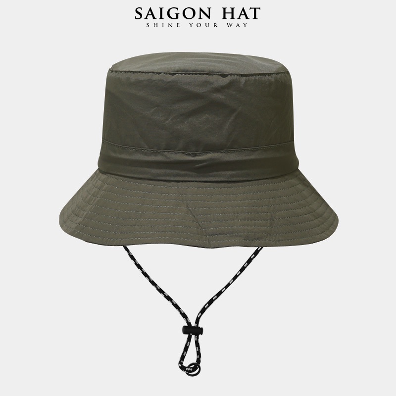 Mũ bucket nam nữ nón tai bèo có dây rút gấp gọn che nắng trơn basic chất vải chống thấm nước du lịch camping