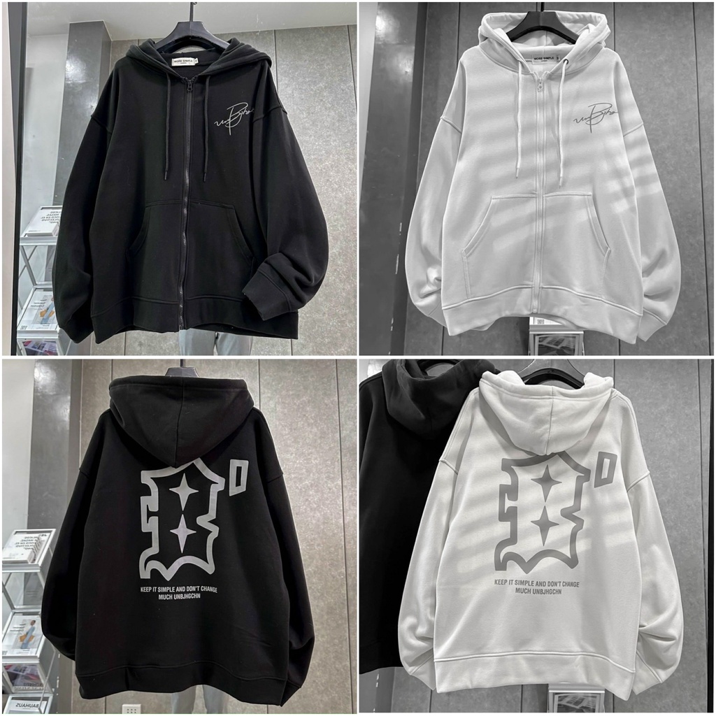 Áo Khoác Hoodie Zip 2 Màu Nam Nữ Ulzzang Unisex - Áo khoác nỉ mũ form rộng nỉ bông dày dặn mềm mịn thêu chữ KEEP | BigBuy360 - bigbuy360.vn