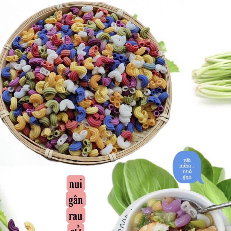 Mì nui hữu cơ rau củ cho bé ăn dặm / Mì rau củ cho bé Handmade. Nui mì tập tăng thô cho bé từ 6M+