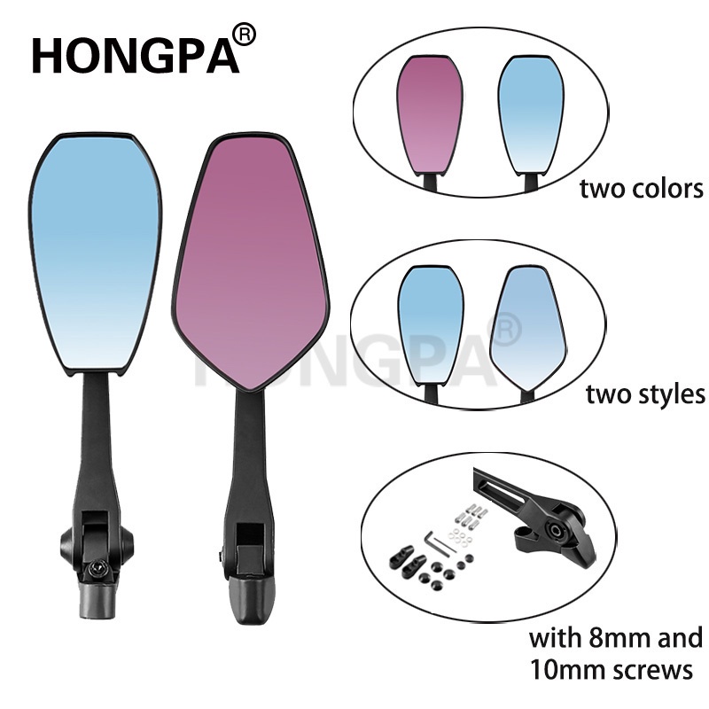 Gương Chiếu Hậu Bằng Nhôm Chống Lóa Màu Xanh Dương / Tím Thông Dụng Gắn Tay Lái Xe Máy