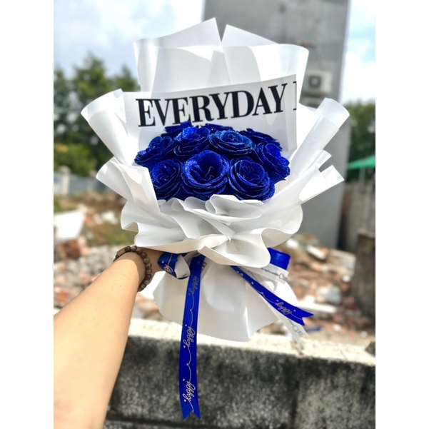 Bó 10 hoa nhũ xanh