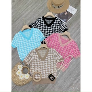 Áo len montoghi họa tiết nanh sói cổ tim ez9.store ea042