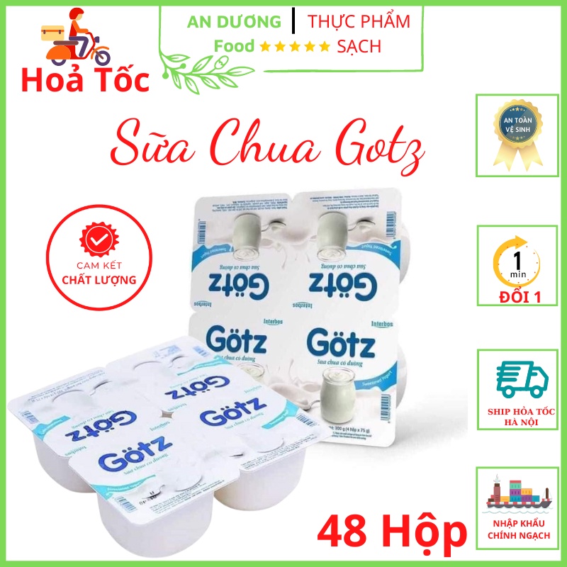 Sữa Chua Gotz, Thùng 48 Hộp Sữa Chua Gotz Hàng Công Ty Date Mới Nhất Thị Trường, Được Làm Hoàn Toàn Từ Men Tự Nhiên
