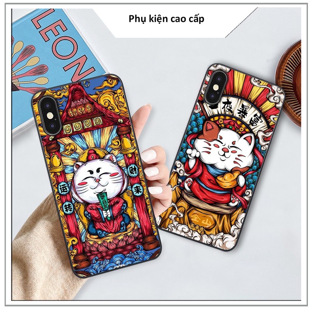Ốp lưng iphone X/Xs/Xsmax Silicon Viền Vuông in hình Mèo Thần Tài BaQstore