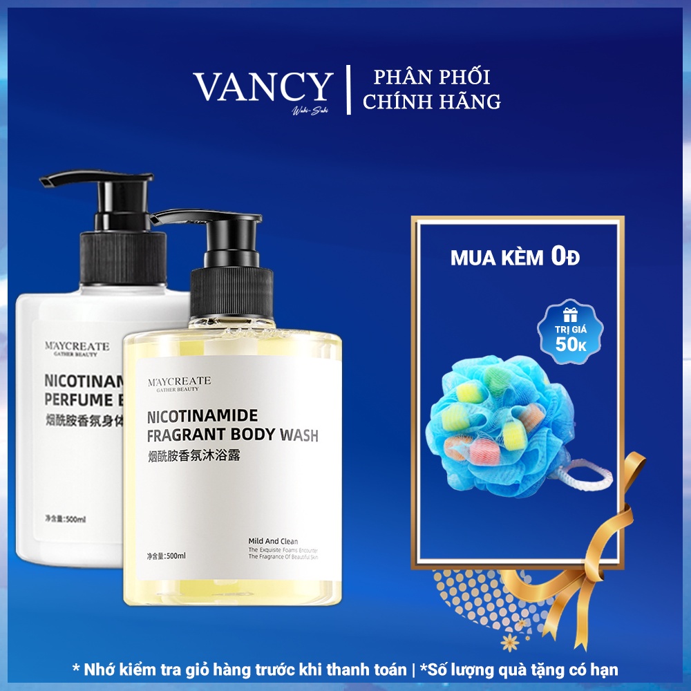 Sữa Tắm Nước Hoa, Sữa Dưỡng Thể Trắng Da Niacinamide 500ml - Combo Dưỡng Trắng Hương Quyến Rũ, VANCY