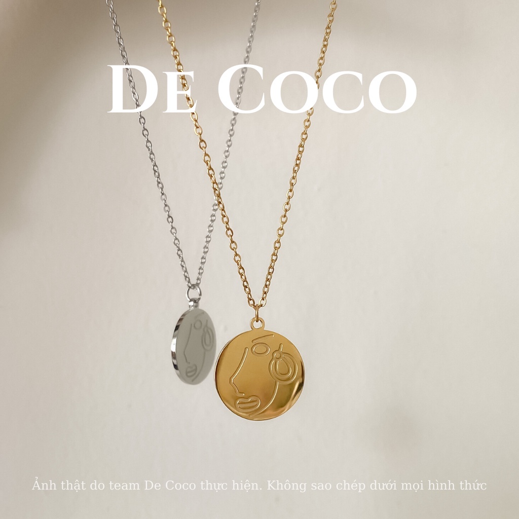 Dây chuyền nữ De Coco Visage mặt tròn khắc trừu tượng
