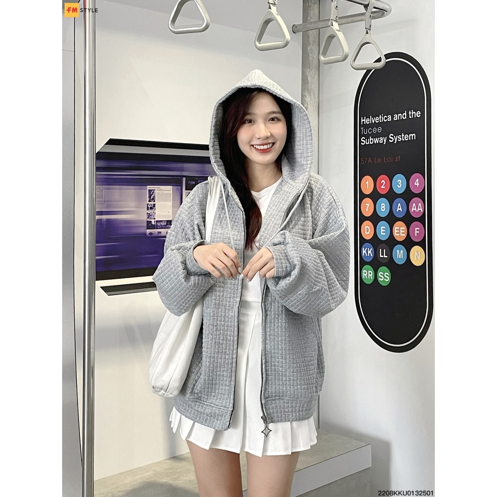 Áo khoác nữ FMSTYLE form rộng bigsize có mũ Hàn Quốc chất nỉ tổ ong thoáng mát mềm mại 23030456
