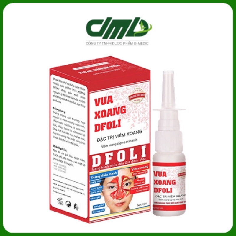 XỊT XOANG DFOLI XỊT MŨI HỖ TRỢ DỨT ĐIỂM XOANG CẤP VÀ MÃN TÍNH 15ML