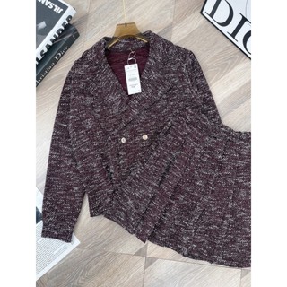 set dạ áo phối cv xếp ly 125k màu nâu