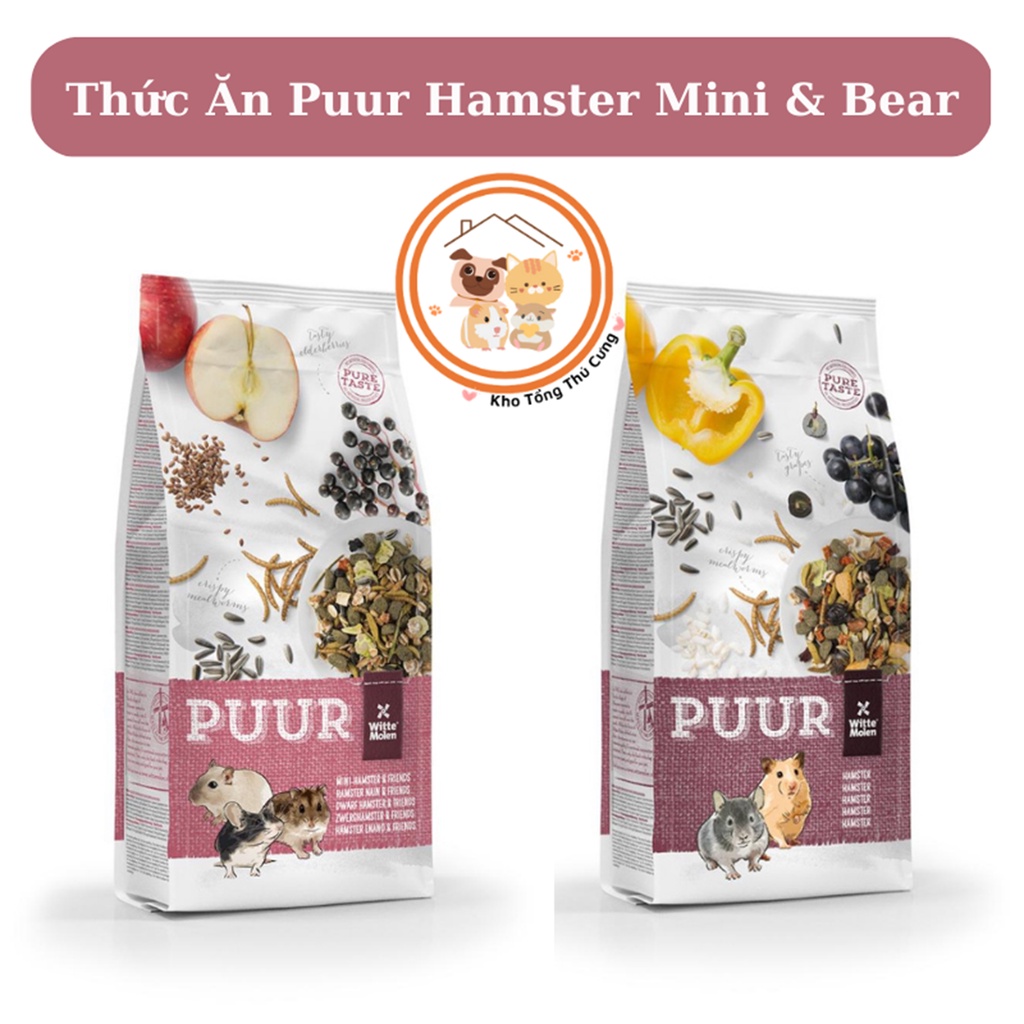 Thức ăn Puur cho chuột hamster mini, hamter bear,rat vỗ béo, nhiều thành phần dinh dưỡng,thơm ngon,hỗ trợ sức khỏe 400gr