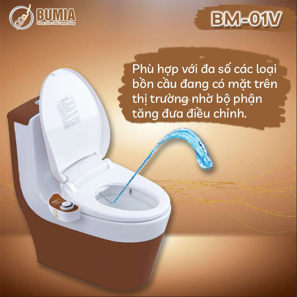 Combo 2 nắp bồn cầu tự rửa vệ sinh hậu môn và vệ sinh cho phụ nữ Bumia bidet, vòi xịt vệ sinh thông minh, mã BM-01V