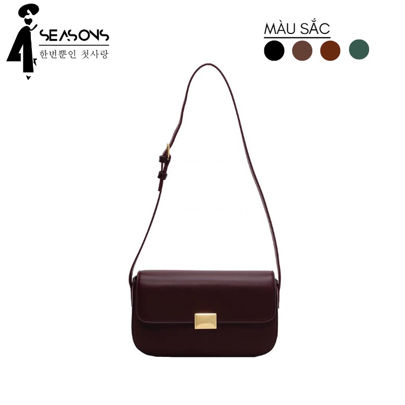 Túi kẹp nách, đeo chéo da trơn nữ khoá vuông xinh xắn M1050 - 4 Seasons Styte