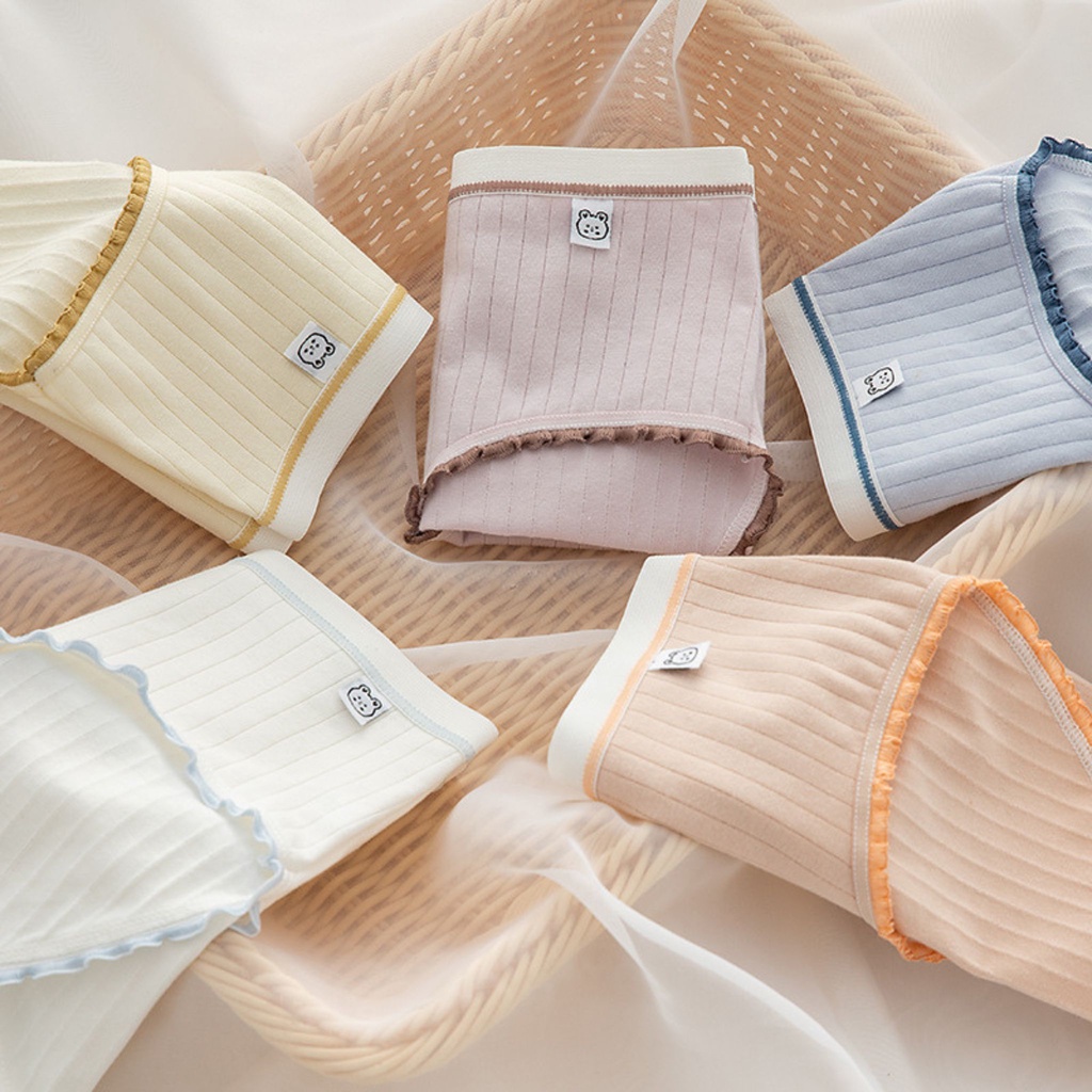 Quần lót nữ cotton - Quần chip nữ cute gân tăm Nhật Bản co dãn siêu đáng yêu Cavera L382