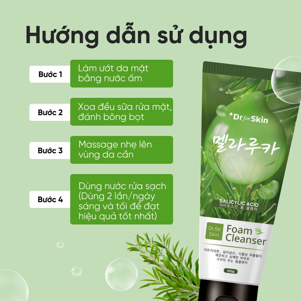 Sữa rửa mặt cho da mụn tràm trà Skin&dr 100g dưỡng ẩm trắng da