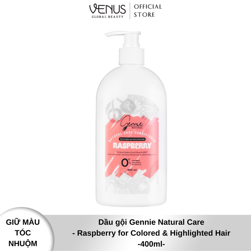 [Mã BMLT35] Bộ đôi dầu gội và dầu xả Gennie Natural Care - Raspberry for Colored & Highlighted Hair 400ml