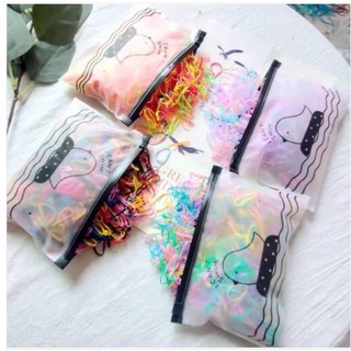 Dây chun buộc tóc cho bé túi zip tiện lợi bịch tầm 500 sợi