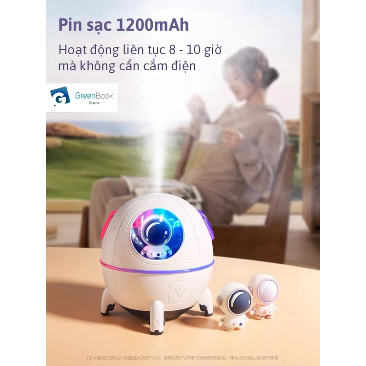 Máy Phun Sương Phi Hành Gia Sạc Tích Điện Kiêm Máy Xông Tinh Dầu SPACE | Pin Sạc 1200mAh Cấp Ẩm Xông Phòng Ngủ Xe Hơi