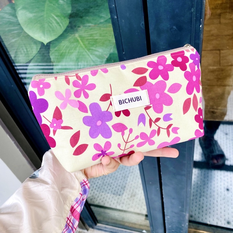 Túi đựng Mỹ phẩm bóp viết hoa vingtage handmade BICHUBI STUDIO sức chứa lớn