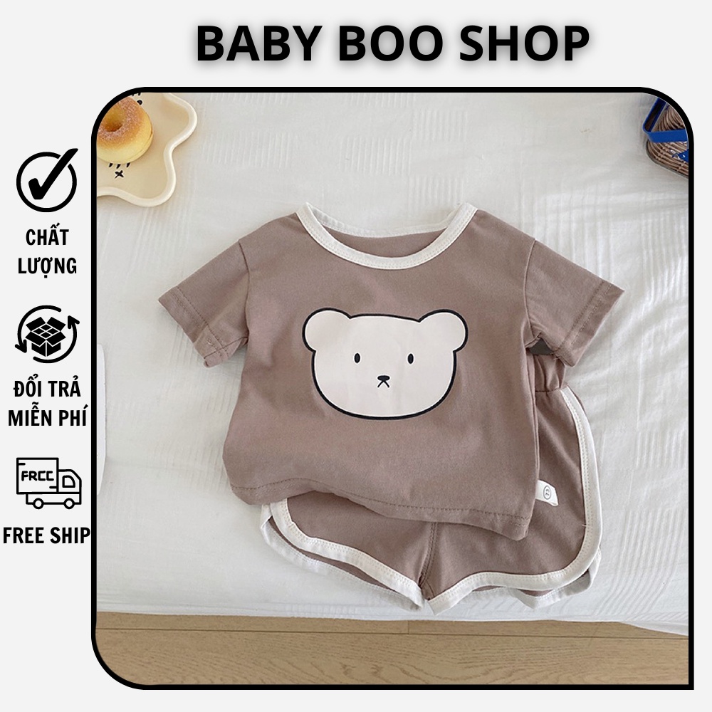 Bộ quần áo cộc tay hình gấu cute cho bé, bộ cộc tay trẻ em chất lượng cao cấp, đường may tỉ mỉ BABY BOO SHOP