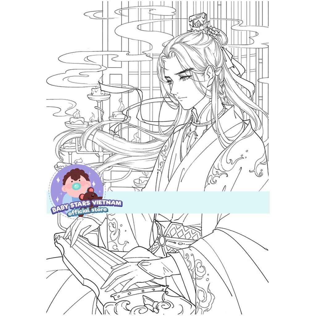 Bộ 50 Tranh tô màu Cổ trang TQ tập tô sáng tạo phù hợp cho những bạn yêu thích vẽ manga thích cổ trang khổ A4