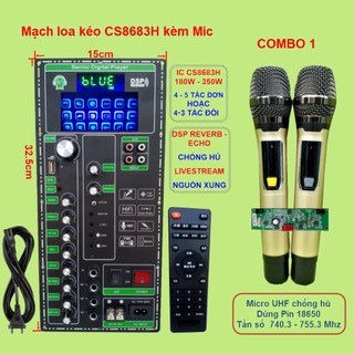 Mạch loa kéo livestream dsp reverb echo chống hú ic cs8683h 180w – 350w, loa kéo 4 – 5 tấc đơn 4 - 3 tấc đôi kèm micro