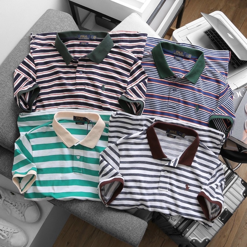 ÁO POLO SỌC NGANG LOGO CON NGỰA