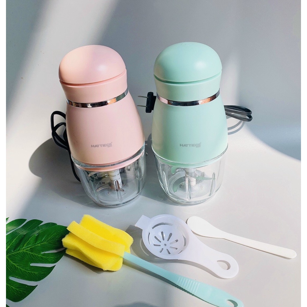 Máy Xay Đa Năng Hattiecs 6 Lưỡi Cối Thủy Tinh Cho Bé Ăn Dặm, Máy Xay Hattiecs Xay Thịt Cho Bé Ăn Dặm