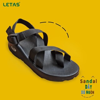 Sandal Nam Nữ Letas Xỏ ngón đế cao Co đen full